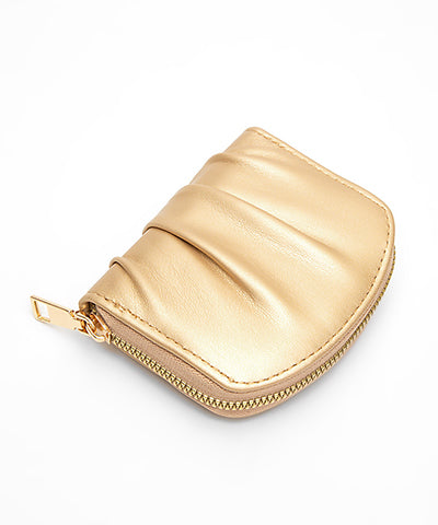 Leather Zipper Wallet-Gold