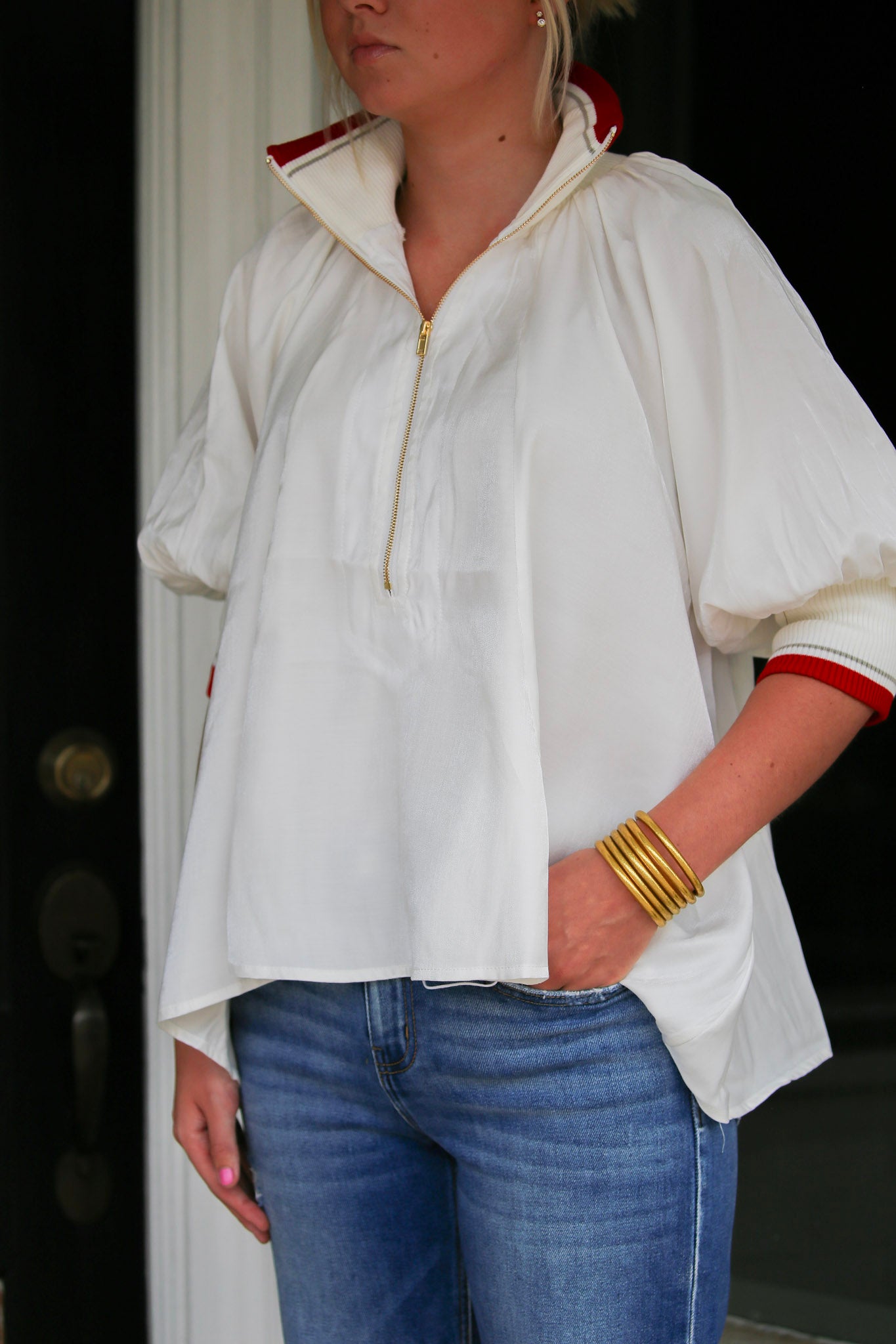 Victory Zip Blouse- White