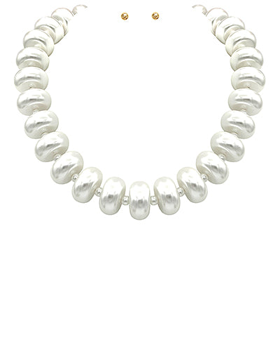 Rondelle Bead Necklace-Cream