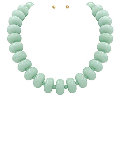 Rondelle Bead Necklace-Mint