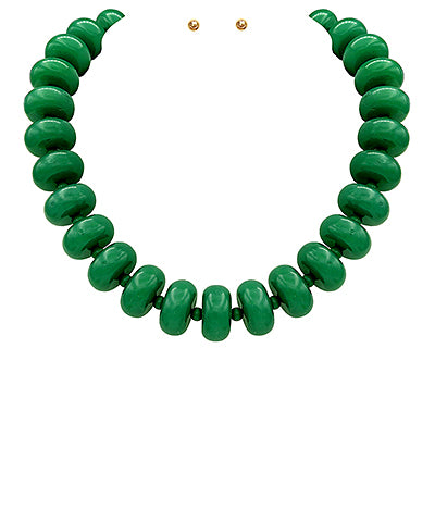 Rondelle Bead Necklace-Green
