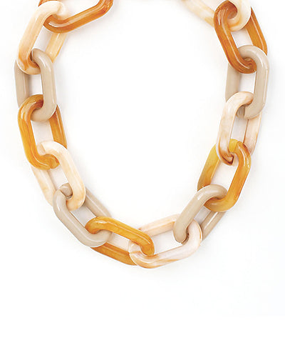 Acrylic Link Necklace- Beige