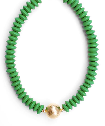 Wooden Bead Necklace-Green