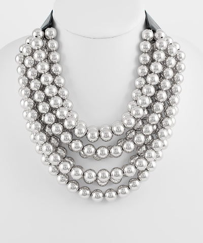 Silver Layer Beaded Necklace