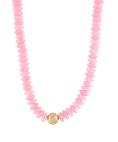 Metal Ball & Beads Necklace-Pink