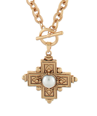 Byzantine Cross & Pearl Necklace
