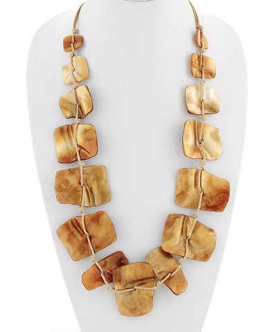 Rectangle Linked Acrylic Necklace-Natural