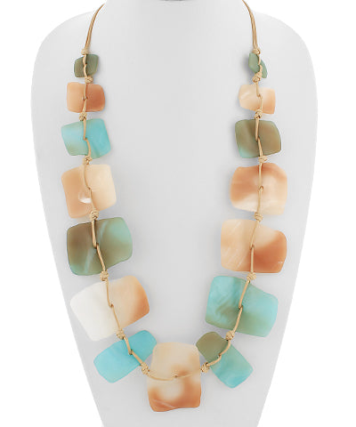 Rectangle Linked Acrylic Necklace-Multicolor