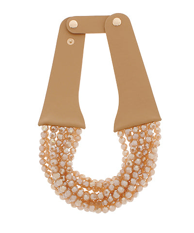Multi Glass Beaded Necklace-Topaz