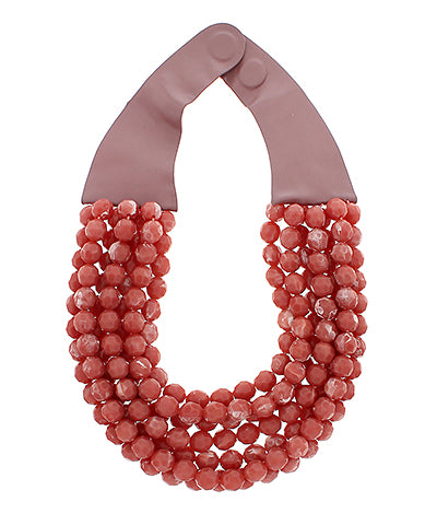 Agate Bead Necklace- Rose