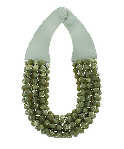 Agate Bead Necklace- Olive