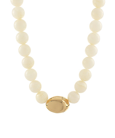 Marble Stone Ball Necklace-Ivory