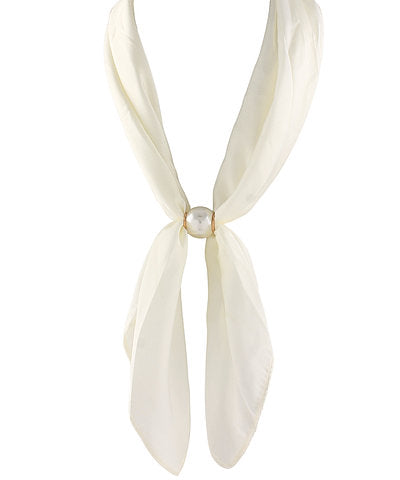 Accented Pearl Long Scarf Necklace-Ivory