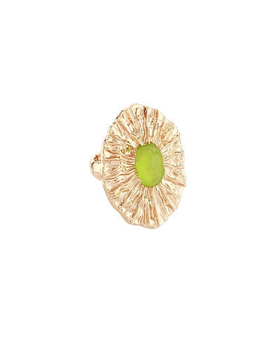 Textured Oval & Resin Ring-Lime