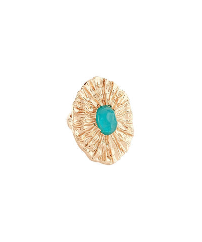 Textured Oval & Resin Ring-Blue