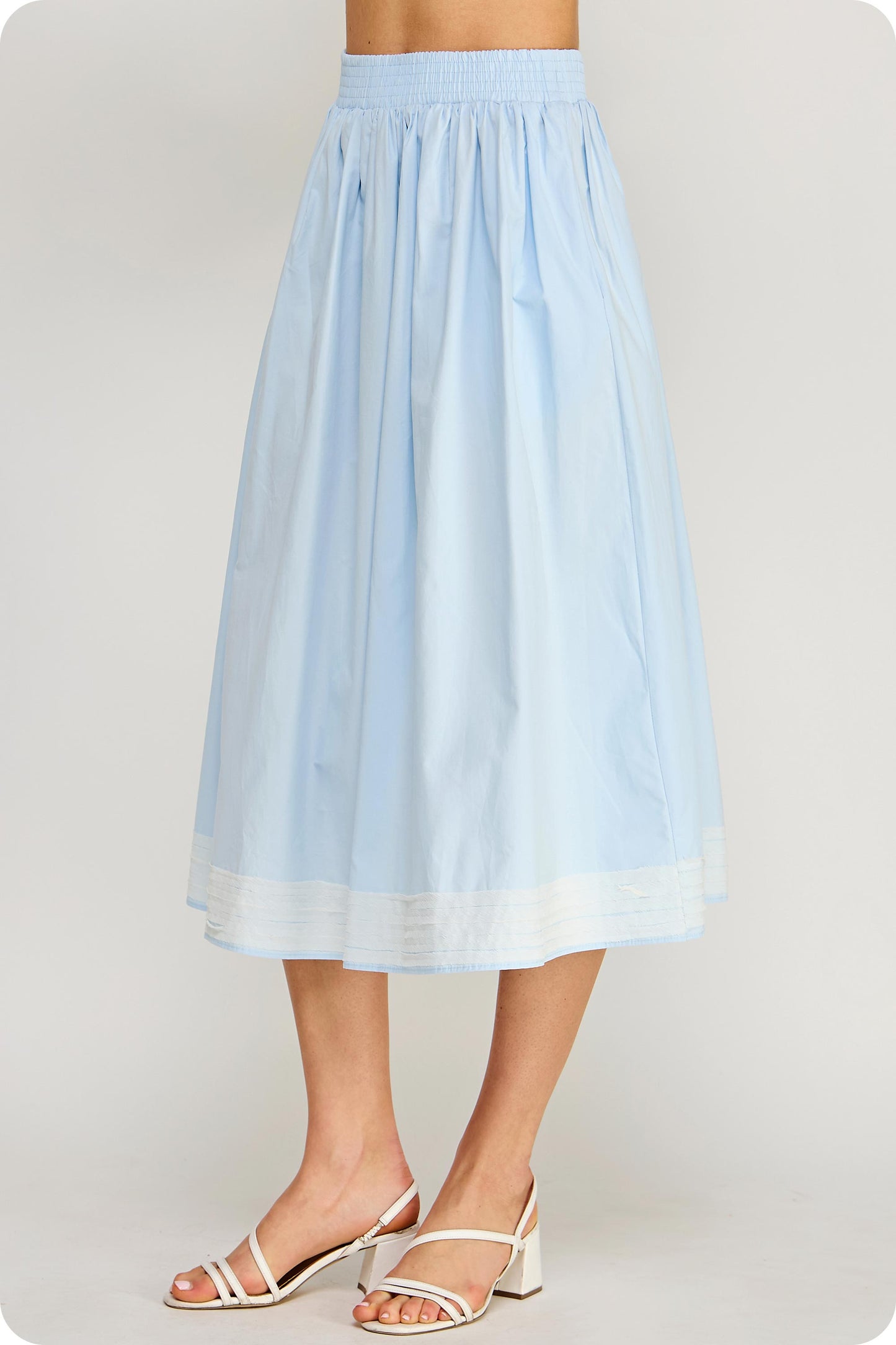 Chiffon Detail Poplin Skirt