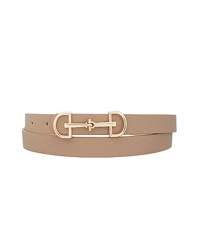 Bit Buckle Skinny Belt- Taupe