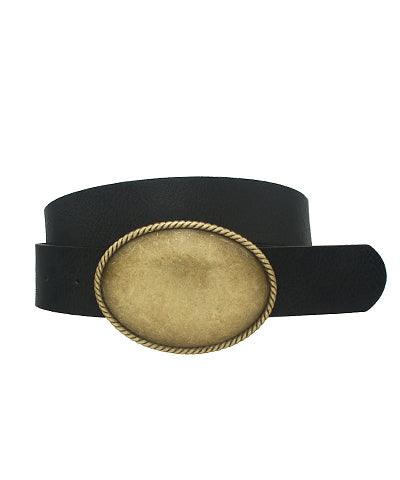 Rope Oval Buckle Belt- Black