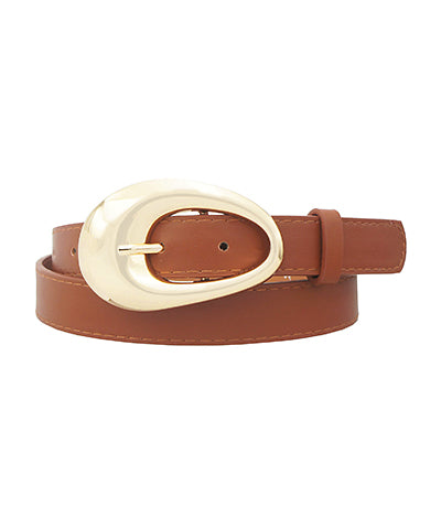 Teardrop Buckle Belt-Cognac
