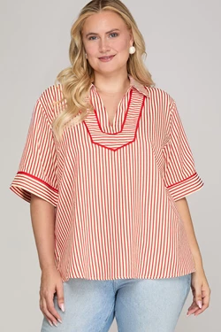 Carolina Summers Top in Red-Curvy