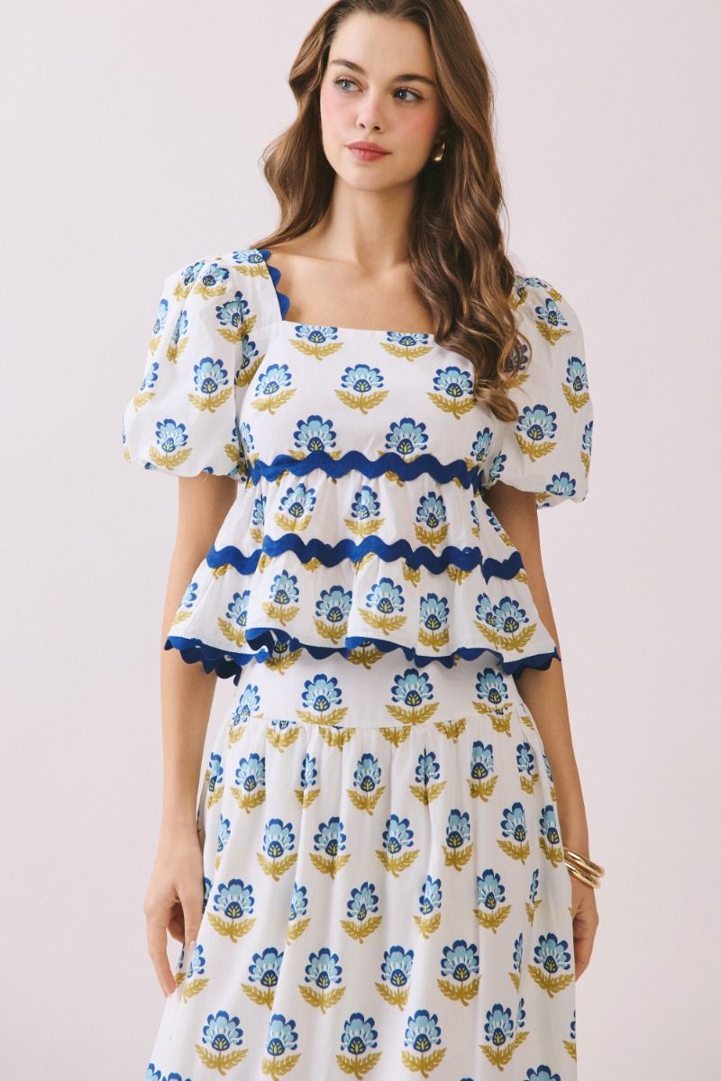 The Blue Willow Peplum Top