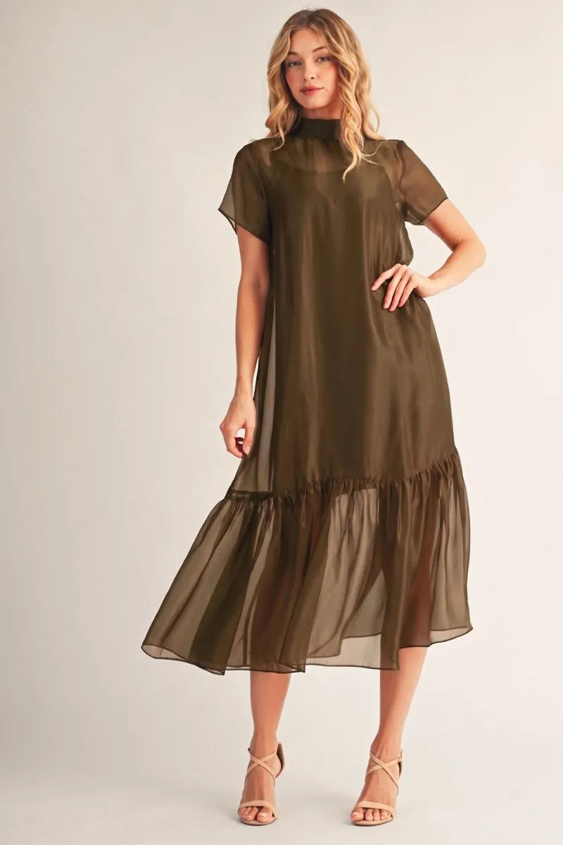 The Mocha Organza Dress in Brown