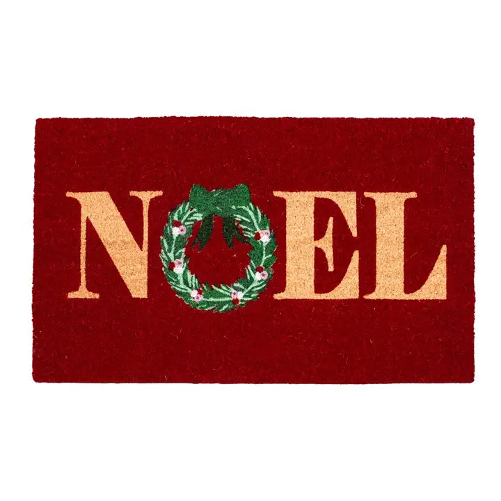 Noel Wreath Doormat Red/Green/Pink 18x30