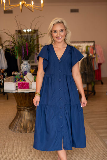 The Tenley Midi in Navy