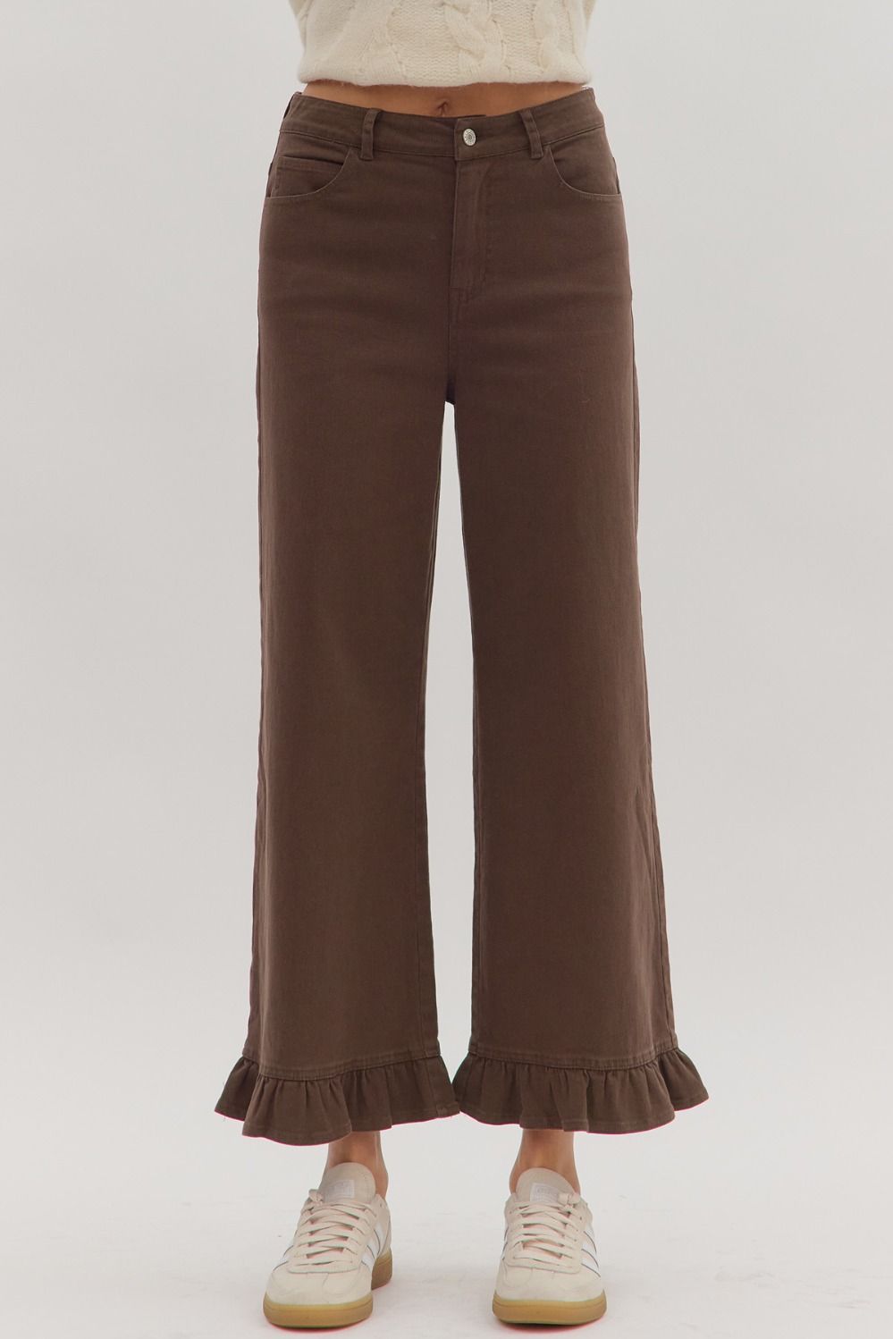 The Daisy Ruffle Pant in Brown