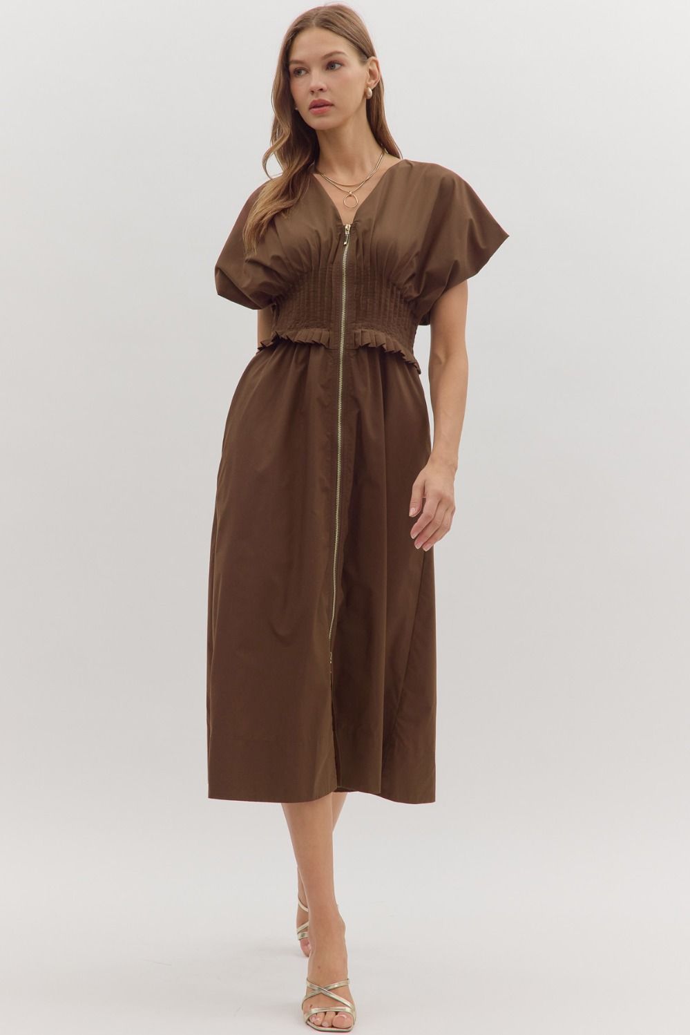 The Vale Dress in Brown