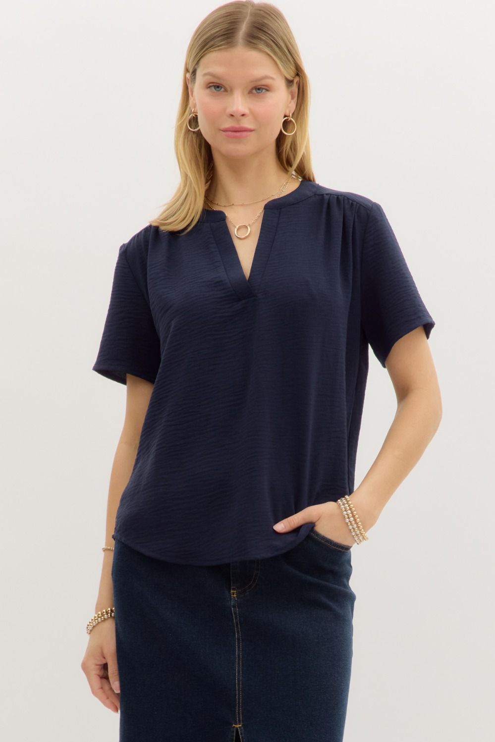 The Light & Luxe Tee-Navy