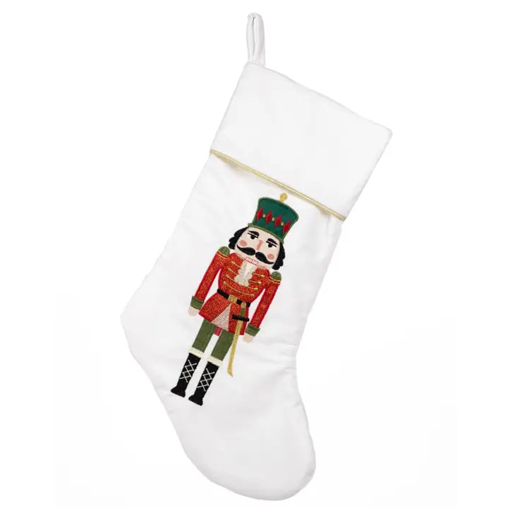 Charles Nutcracker Stocking White/Red 8.5x20