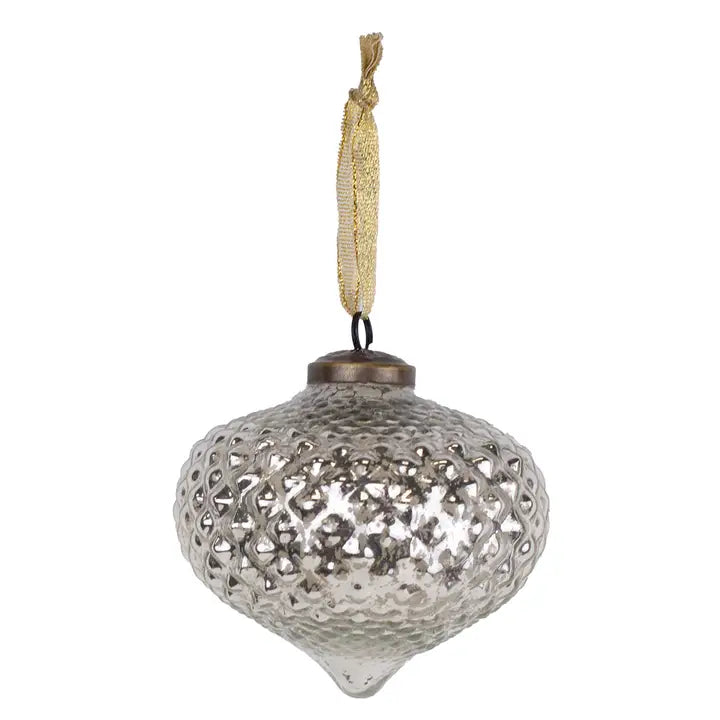 Venosa Glass Ornament Silver 4"