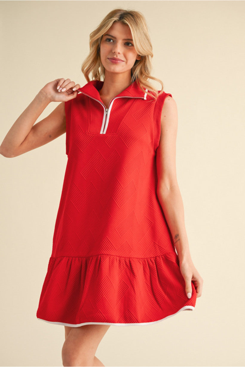 The Tammy Textured Dress in Red