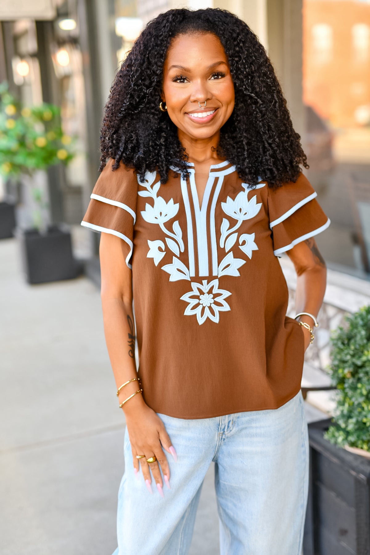 The Magnolia Muse Top in Brown
