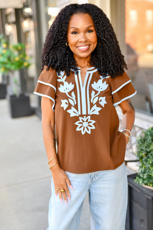 The Magnolia Muse Top in Brown
