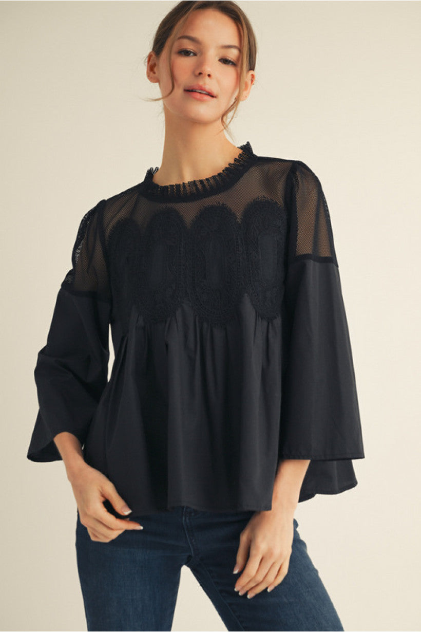 The Magnolia Lace Blouse in Black