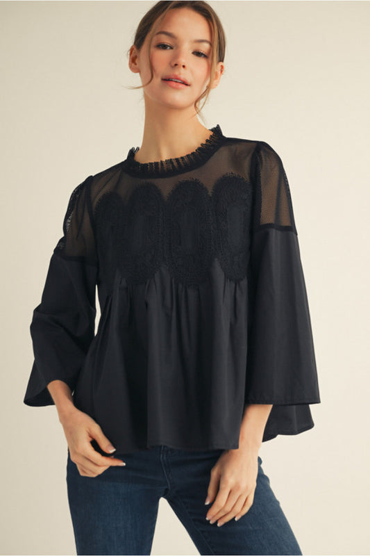 The Magnolia Lace Blouse in Black