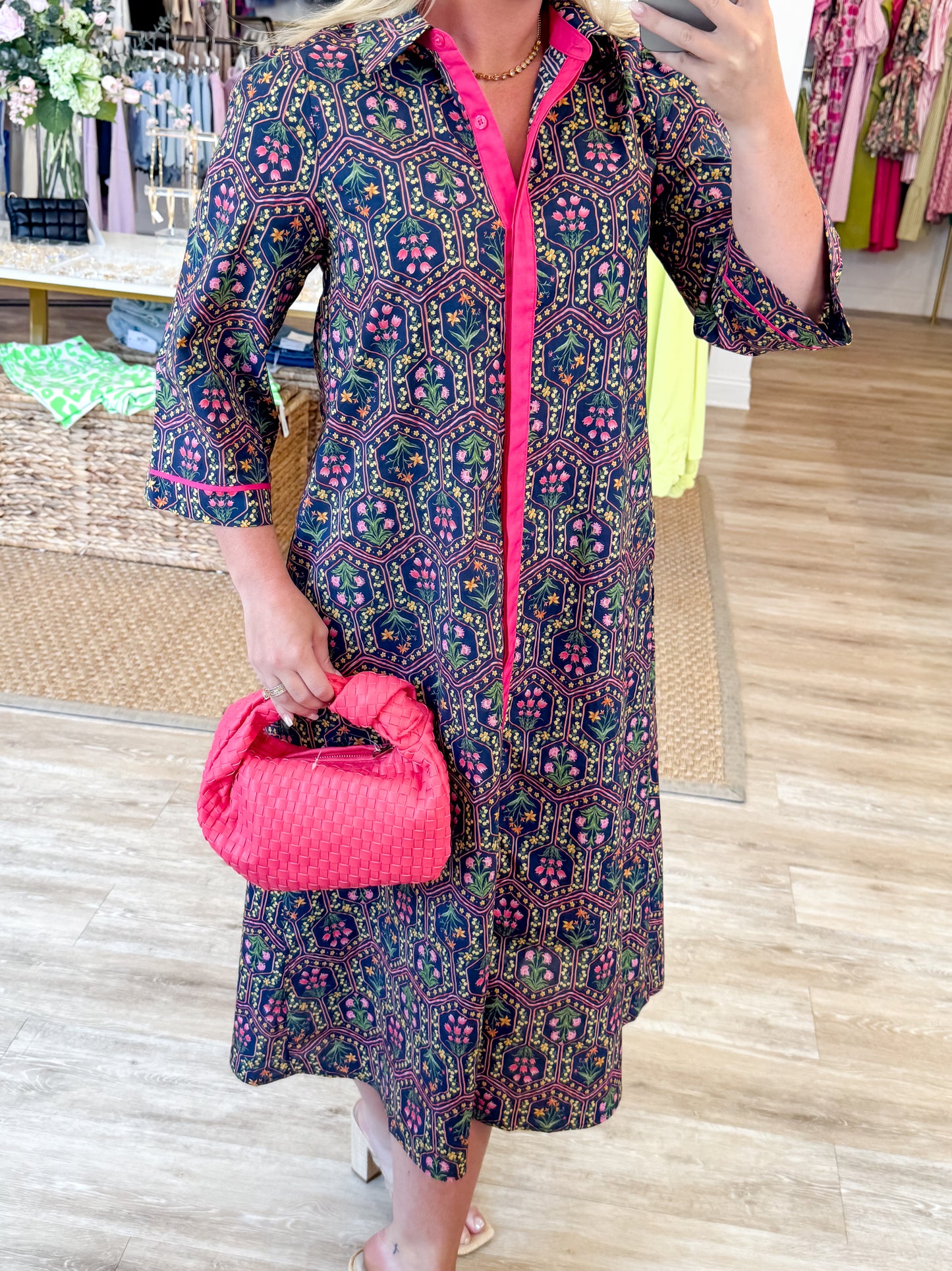 The Pinky Promise Dress in Navy/Magenta