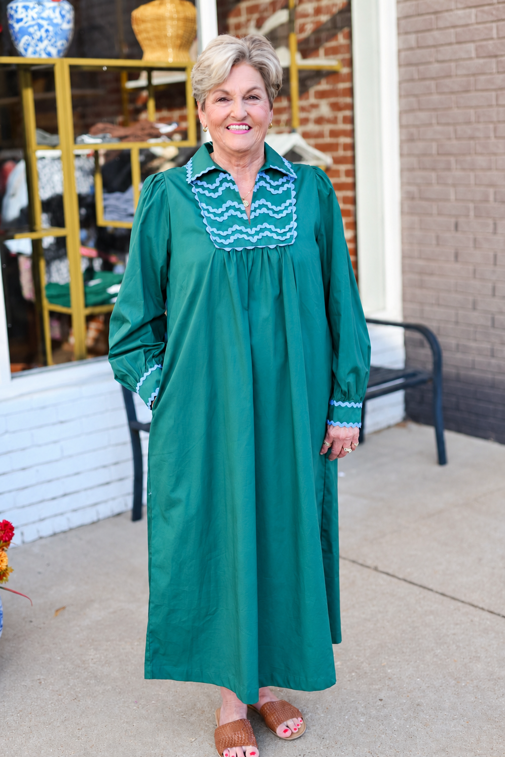 The Fox Hunt Dress in Hunter Green