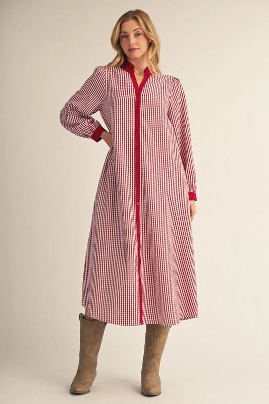 The Gingham Grace Dress in Red