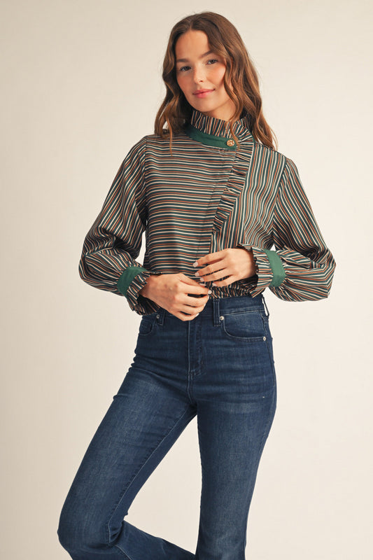 The Fine Line Top in Hunter Green