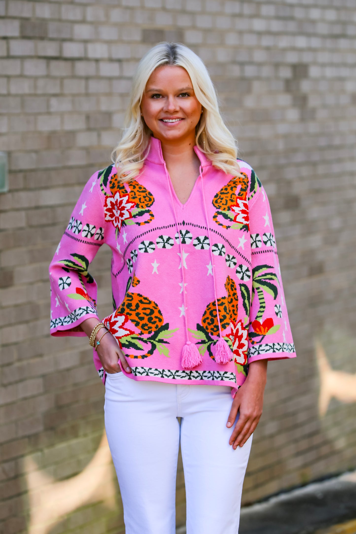 Pink Paradise Mock Neck Sweater