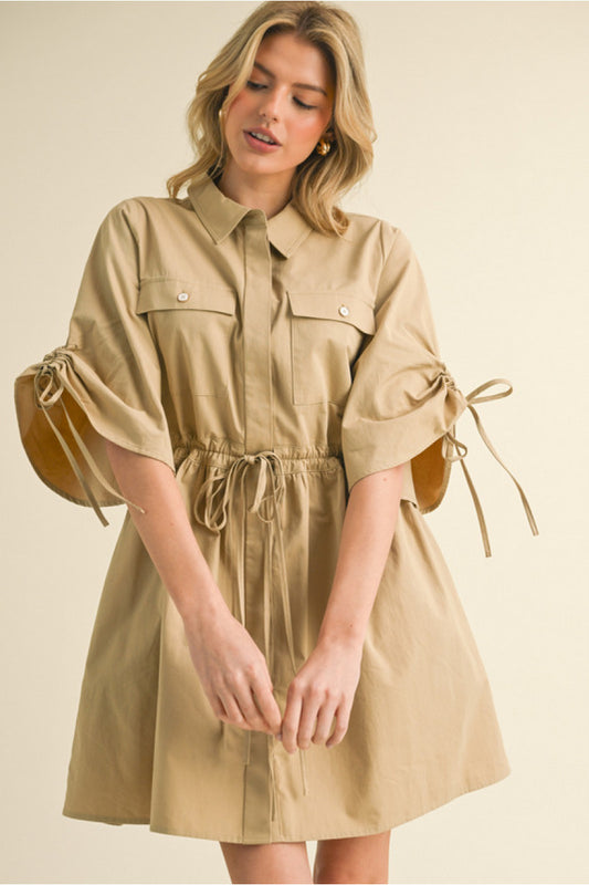 The Kristi Shirt Dress in Taupe