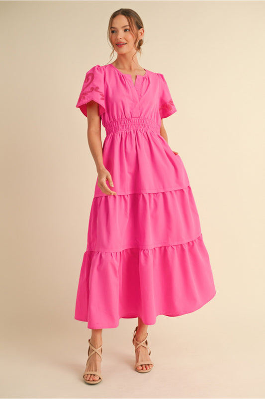 The Danae Midi in Hot Pink