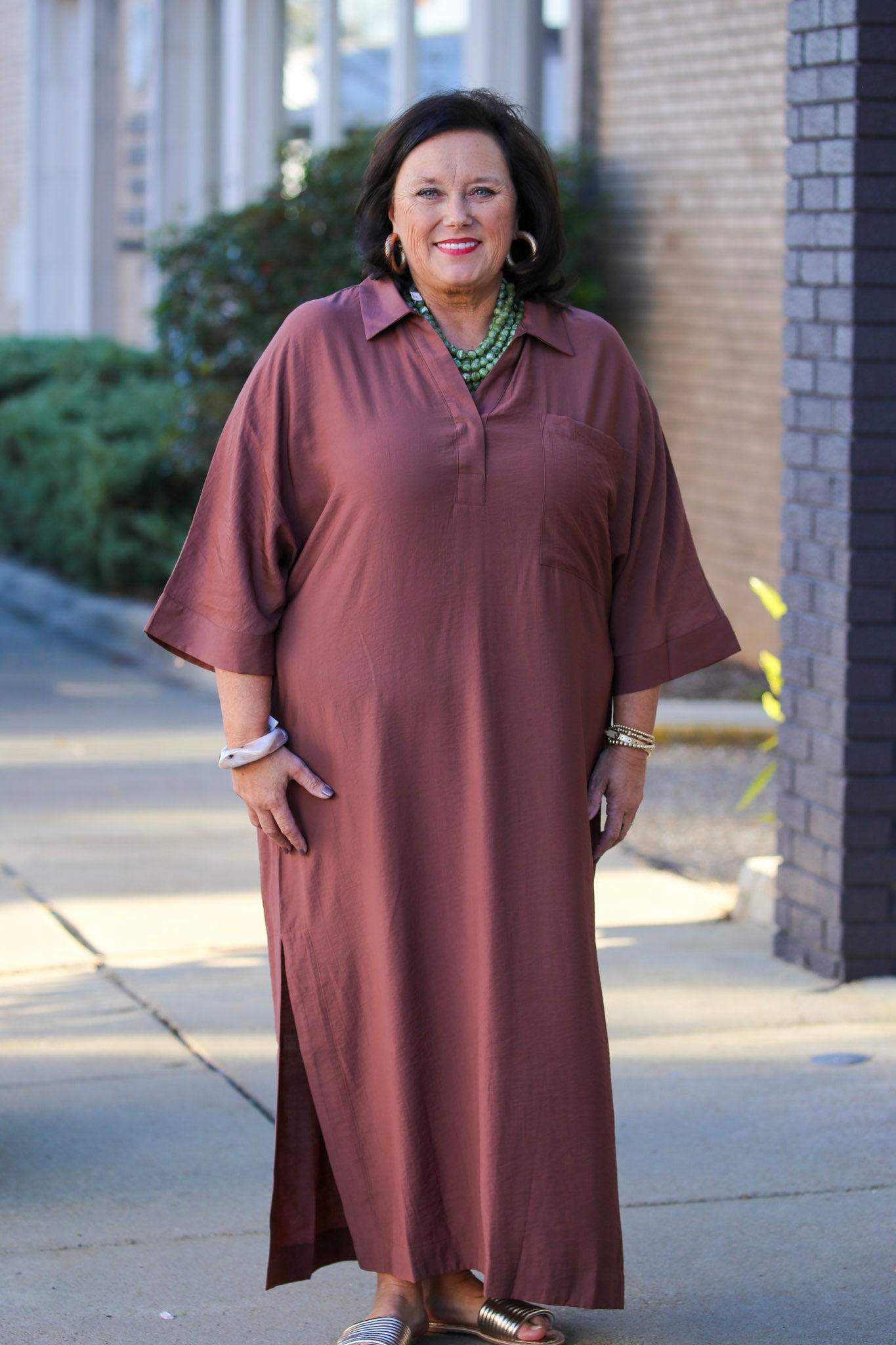 The Arden Midi Dress-Brown