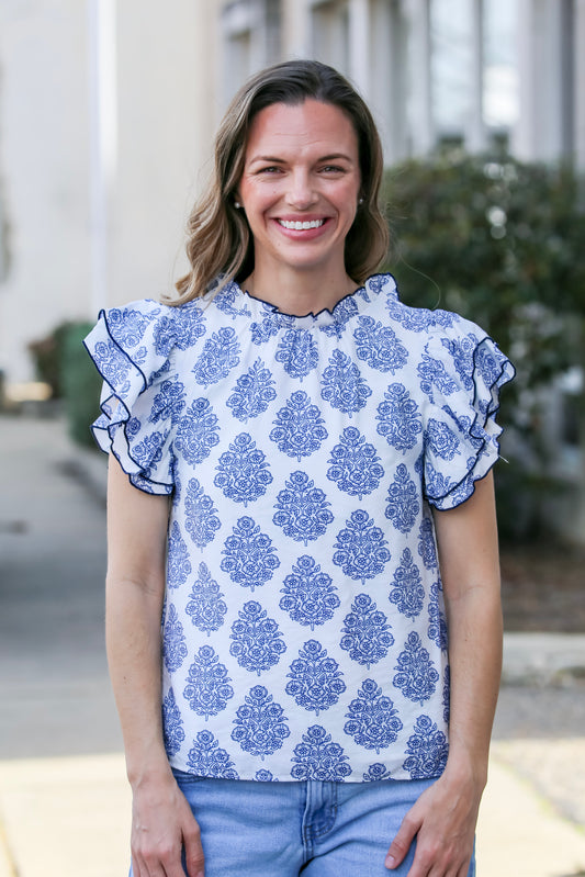The Bluebell Ruffle Top