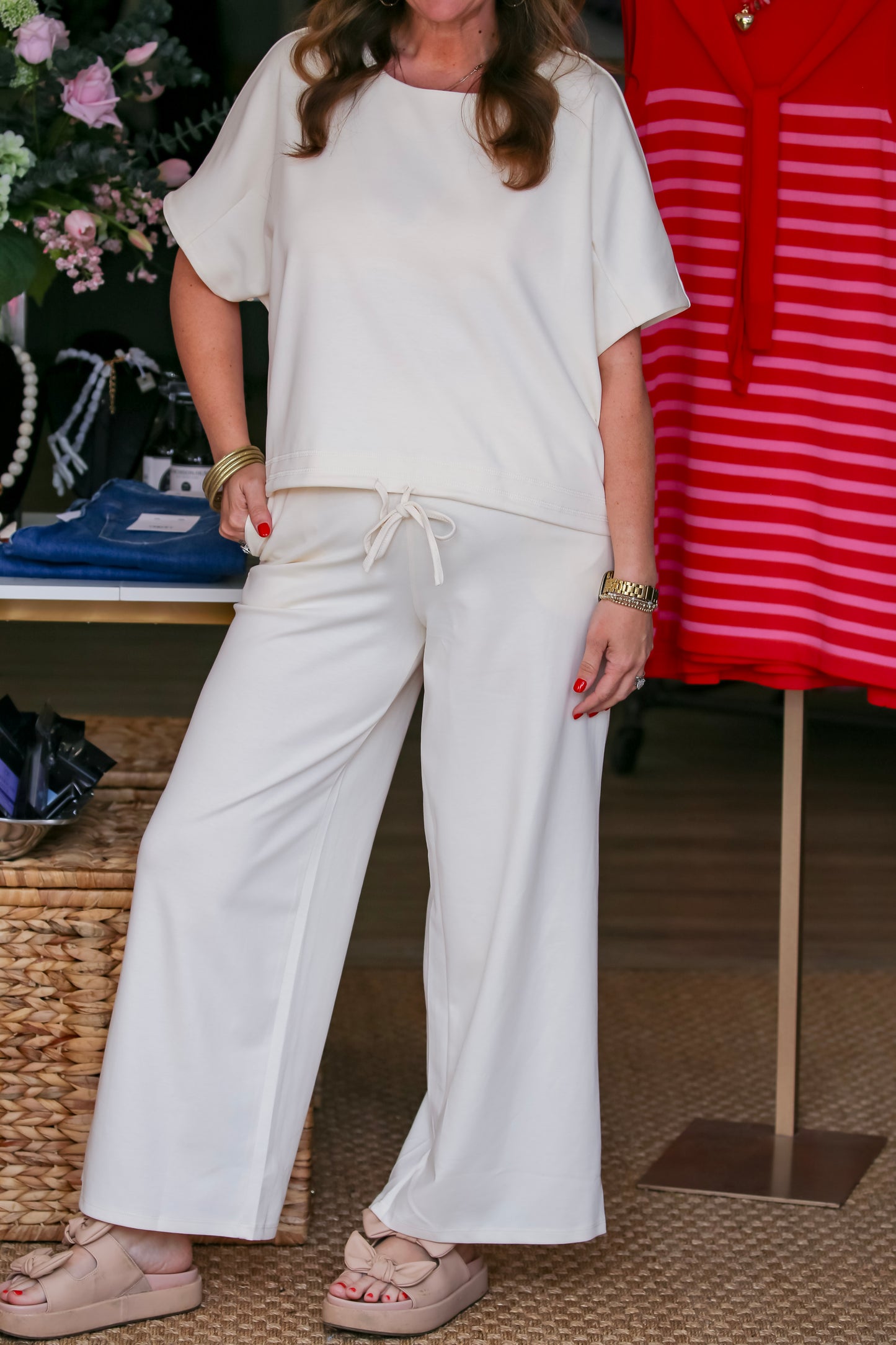 Midnight Ease Wide-Leg Set in Ivory