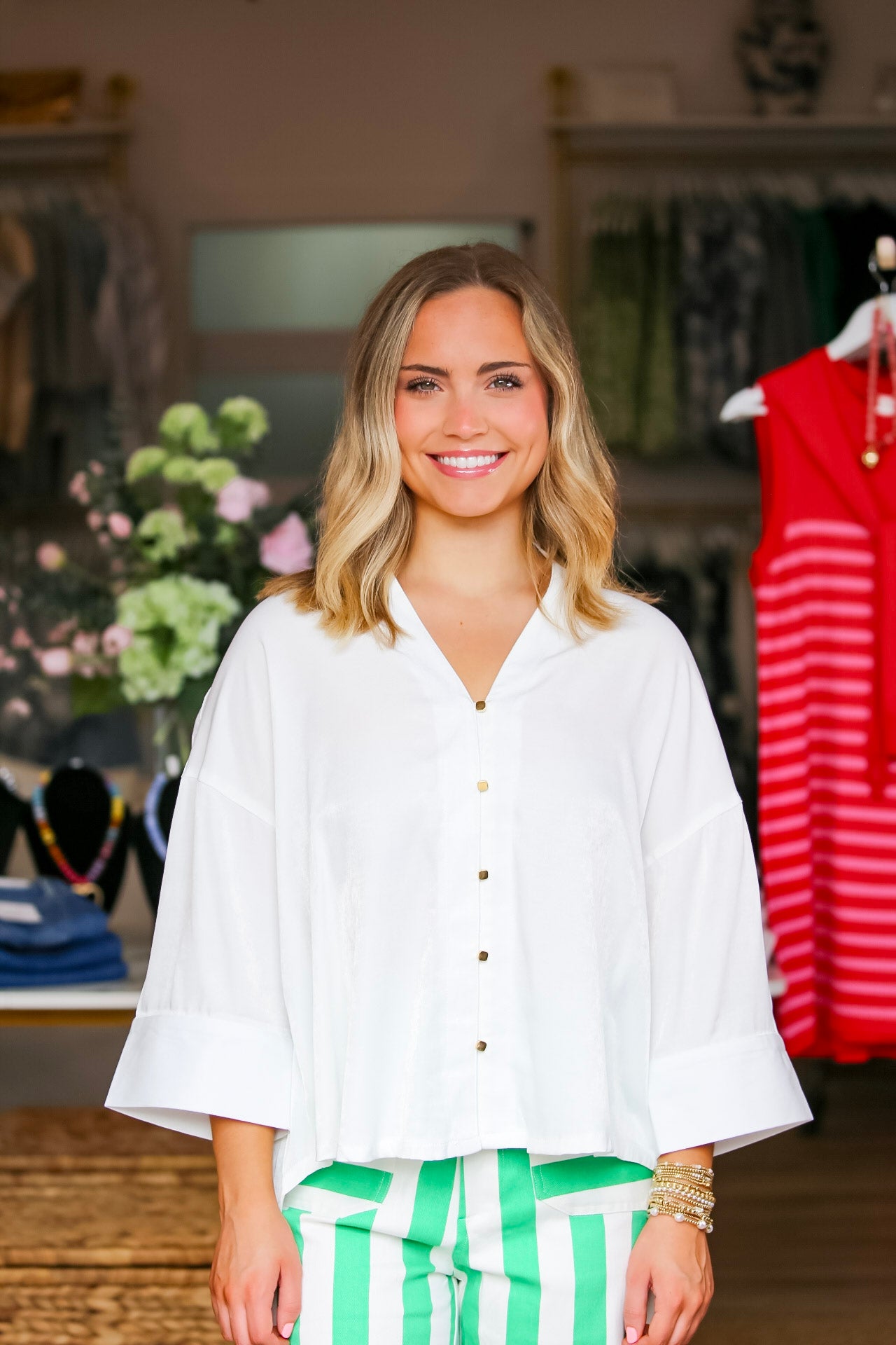 Relaxed Button Down in White
