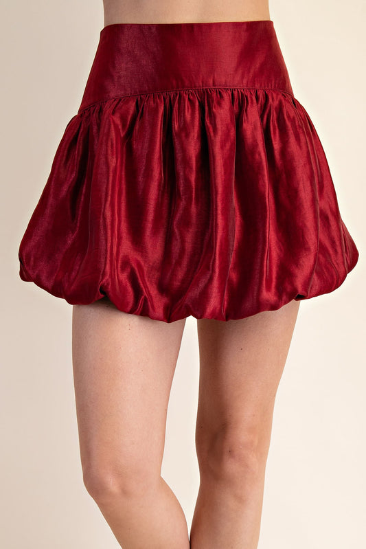 Burgundy Luxe Balloon Skort